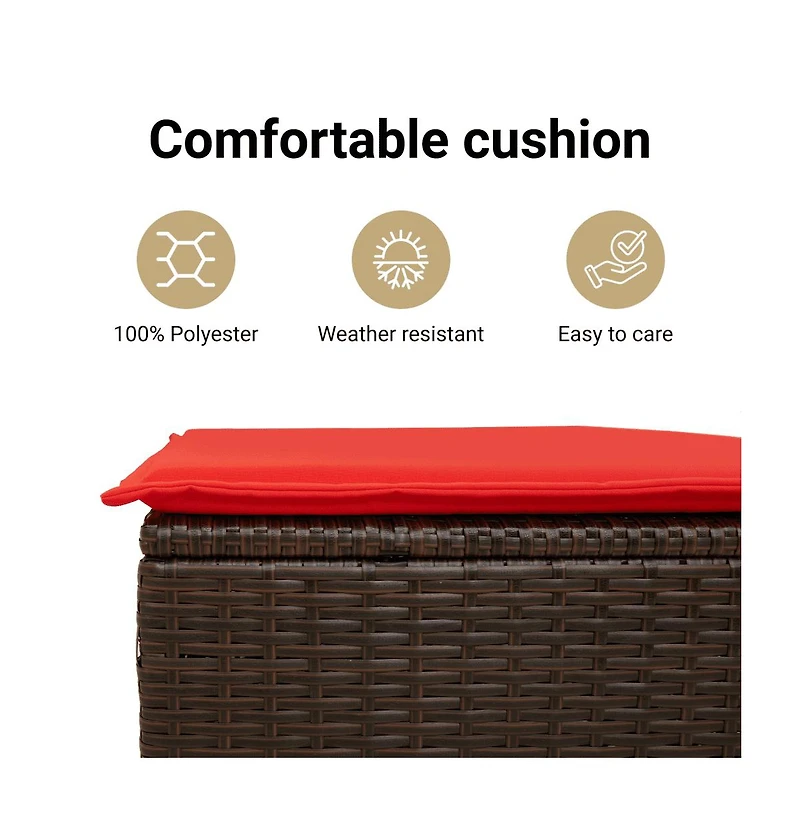 Patio Sofa Brown and Red Poly Rattan 2-Seater