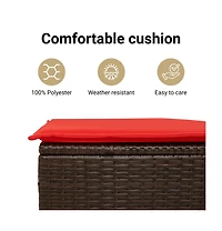 Patio Sofa Brown and Red Poly Rattan 2-Seater