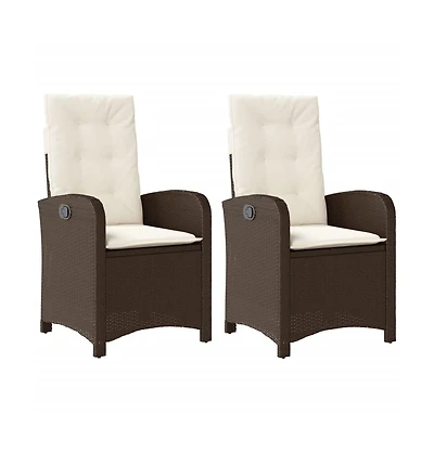 Reclining Garden Chair Set of 2 Brown Pe rattan Standard