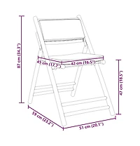 Bistro Chair Set of 2 Cream white Bamboo Standard Foldable