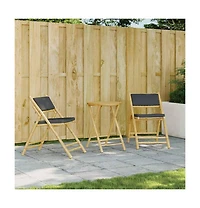 vidaXL Bistro Chair Set of 2 Dark grey Bamboo, Polyester Standard