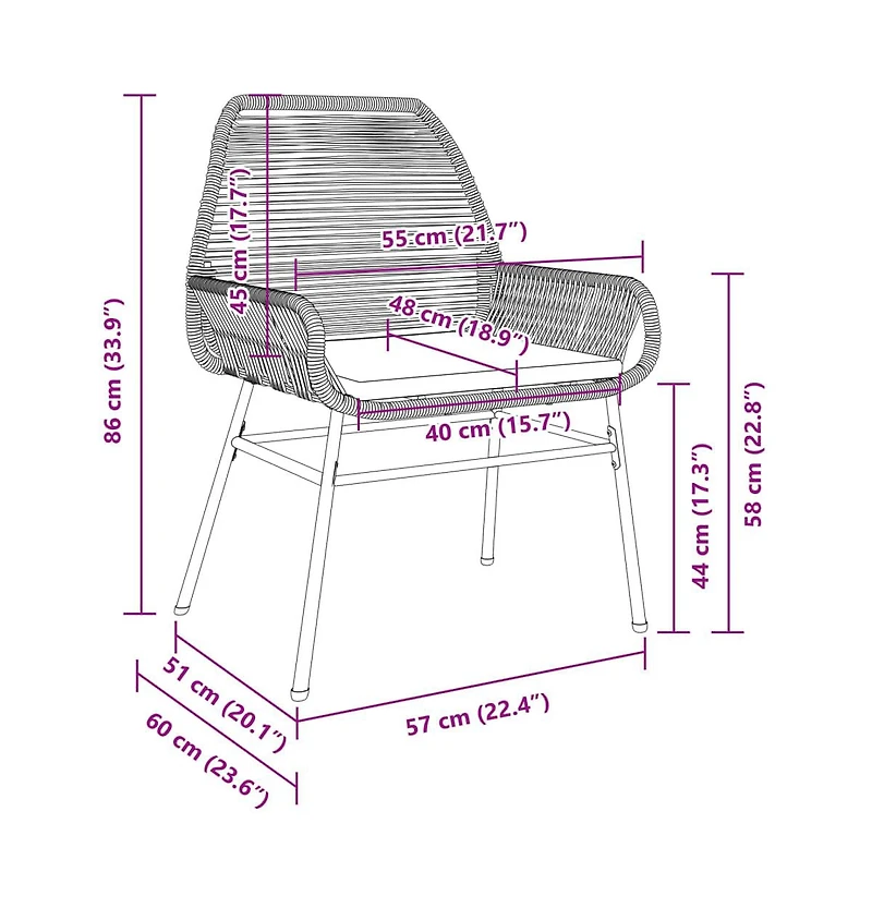 Garden Chair Black Pe rattan Medium Uv-resistant materials