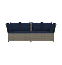 Patio Sofa with Cushions Gray Poly Rattan
