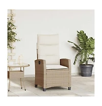 vidaXL Reclining Garden Chair Beige Pe rattan Standard