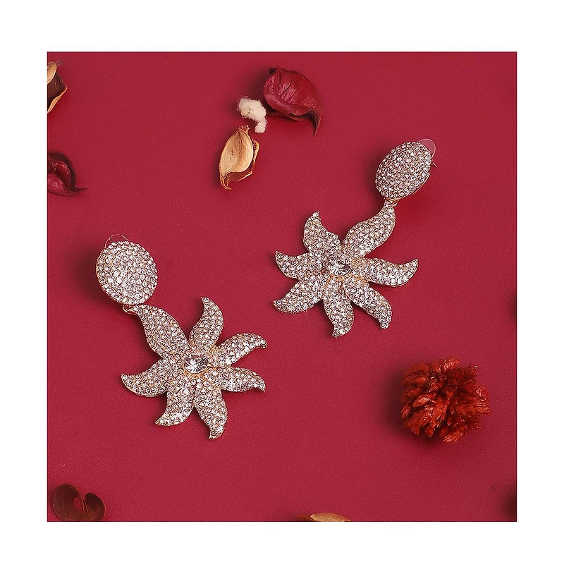 Sohi Women's Flora Bling Drop Earrings