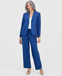 Le Suit Women's Pinstripe Shawl-Collar Mid-Rise 2 Piece Pantsuit, Regular & Petites