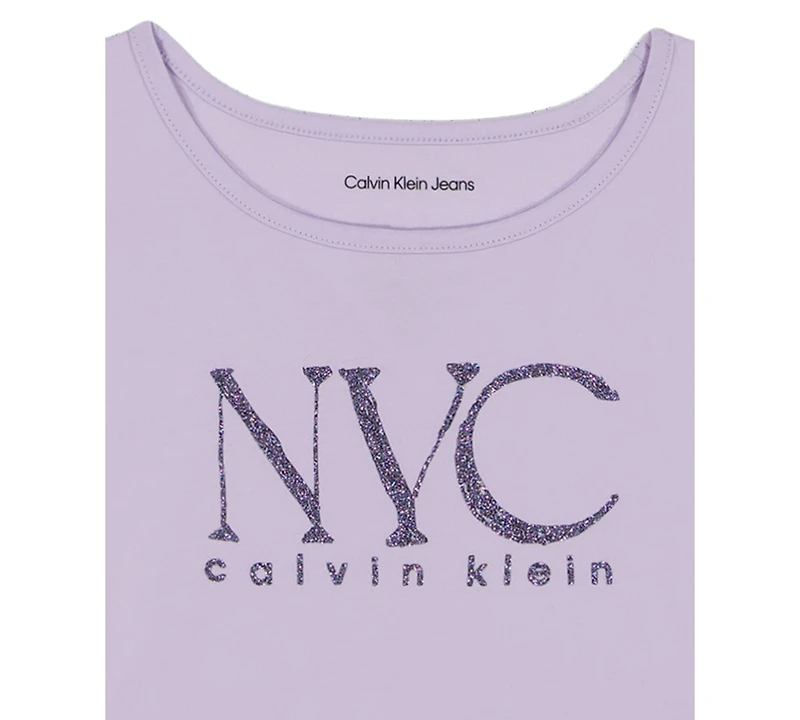 Calvin Klein Girls 7-16 City Round Neck High-Low Hem T-Shirt