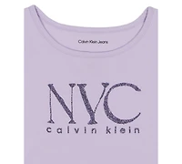 Calvin Klein Girls 7-16 City Round Neck High-Low Hem T-Shirt