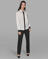 Karl Lagerfeld Paris Women's Color Block Long Sleeve Top