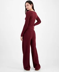 Madden Girl Juniors Hacci Ribbed Top Drawstring Pants