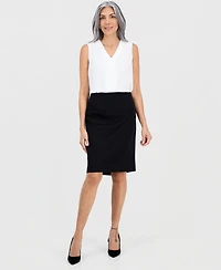 Le Suit Women's Square-Neck Button-Front Skirt