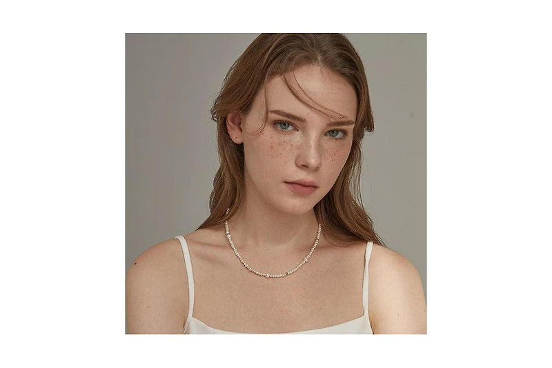 Joey Baby 18K Gold Plated Freshwater Pearls with Glass Gold Beads - Emili Necklace 17" For Women