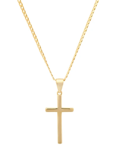 Steeltime Men's 14K Gold Plated Rope Chain and Cross Pendant Necklace