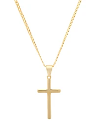 Steeltime Men's 14K Gold Plated Rope Chain and Cross Pendant Necklace