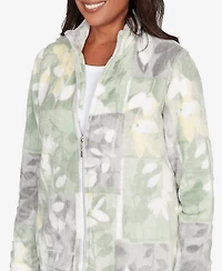 Alfred Dunner Petite Stockbridge Leaf Patchwork Cozy Knit Jacket