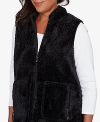 Alfred Dunner Petite Barcelona Plush Fleece Lined Mock Neck Vest