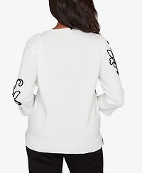 Alfred Dunner Petite Barcelona Floral Soutache Lightweight Sweater