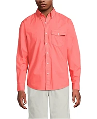 Lands' End Men's Long Sleeve Solid Poplin Shirt