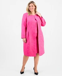 Le Suit Plus Floral-Jacquard Topper & Sheath Dress Set