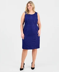 Le Suit Plus Floral-Jacquard Topper & Sheath 2 Piece Dress