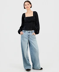 Celebrity Pink Juniors' Embellished Mid-Rise Wide-Leg Jeans