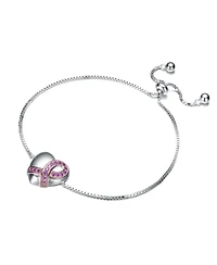 Gigi Girl Teens/Young Adults White Gold Plated with infinity Ribbon on Heart Adjustable Bracelet