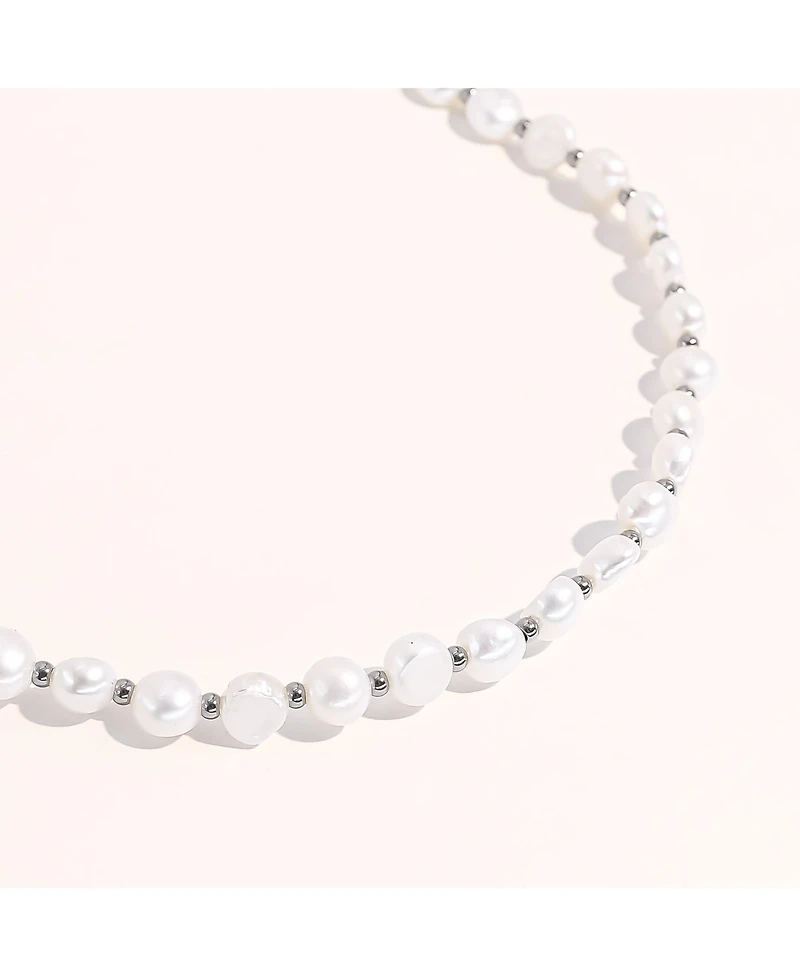 Chunky Pearl Silver Jean Necklace - Small