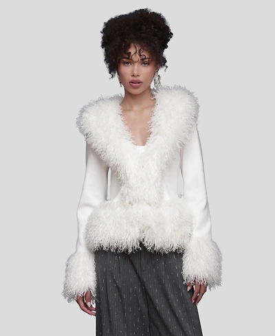 Avec Les Filles Women's V-Neck Trimmed Cardigan Sweater