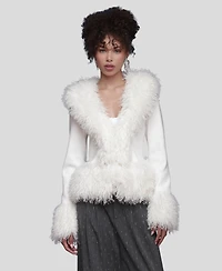 Avec Les Filles Women's V-Neck Trimmed Cardigan Sweater