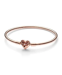 Pandora Rose Gold Plated Heart Clasp Bangle Bracelet