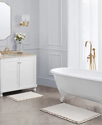 Laura Ashley Heathered Crochet Border Cotton Bath Rug Set