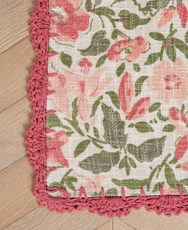 Laura Ashley Crochet Border Cotton Runner Rug