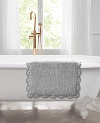 Laura Ashley Heathered Crochet Border Cotton Bath Rug, 17" x 24"