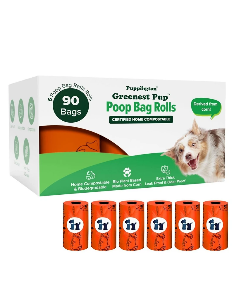 Compo Dog Poop Bags, 90 Bags, Poppy Orange