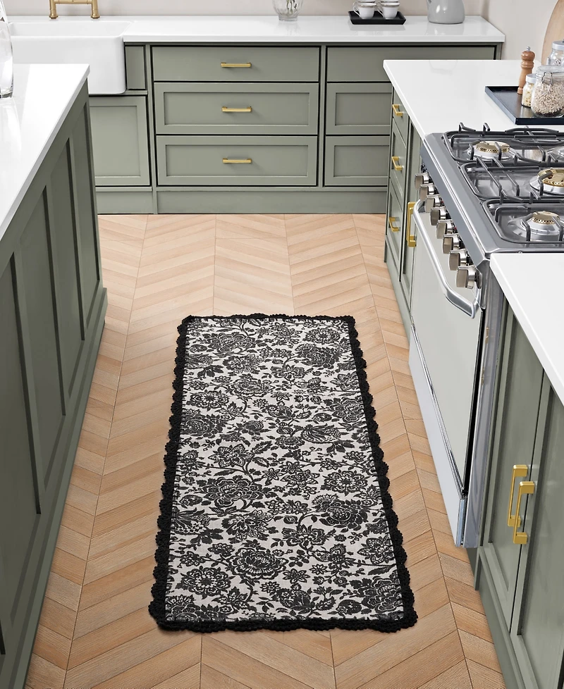 Laura Ashley Crochet Border Cotton Runner Rug