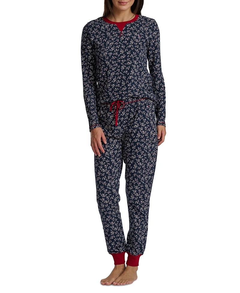 Tommy Hilfiger Women's 2-Pc. Packaged Printed Thermal Pajamas Set