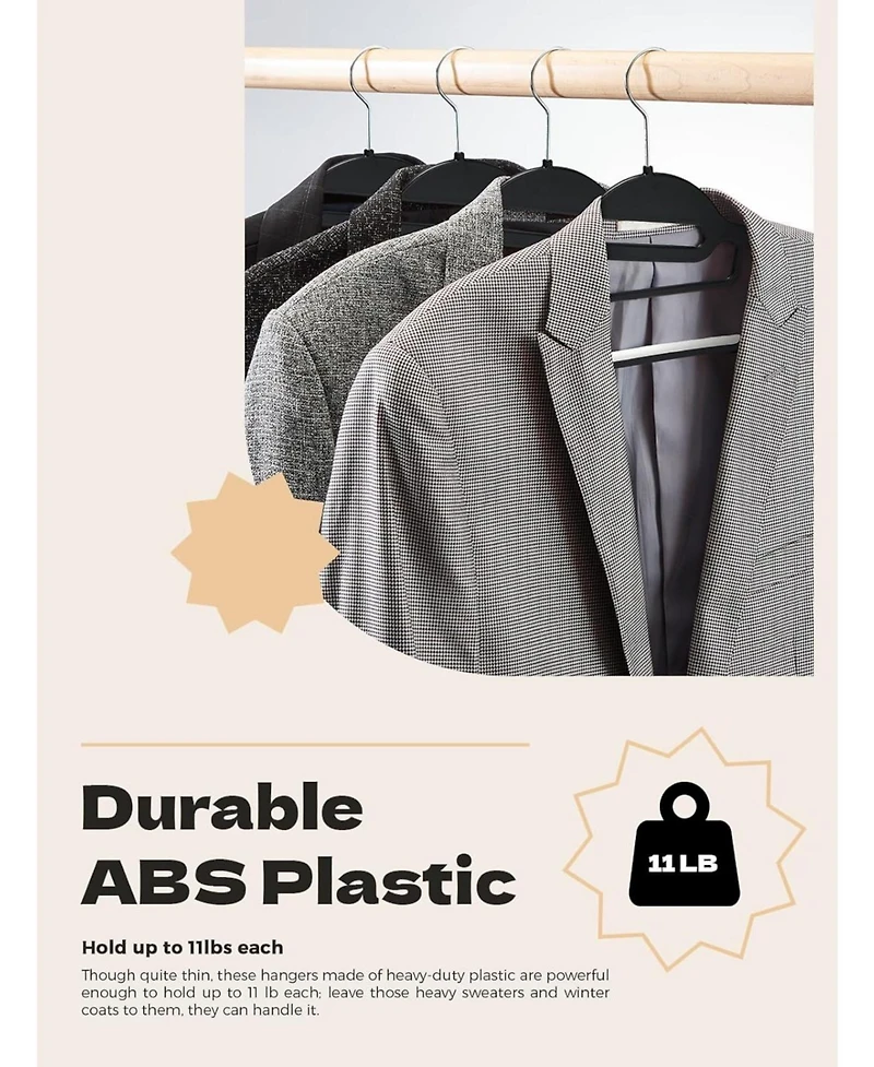 16.3 Inch Heavy Duty Plastic Hangers 50 Pack