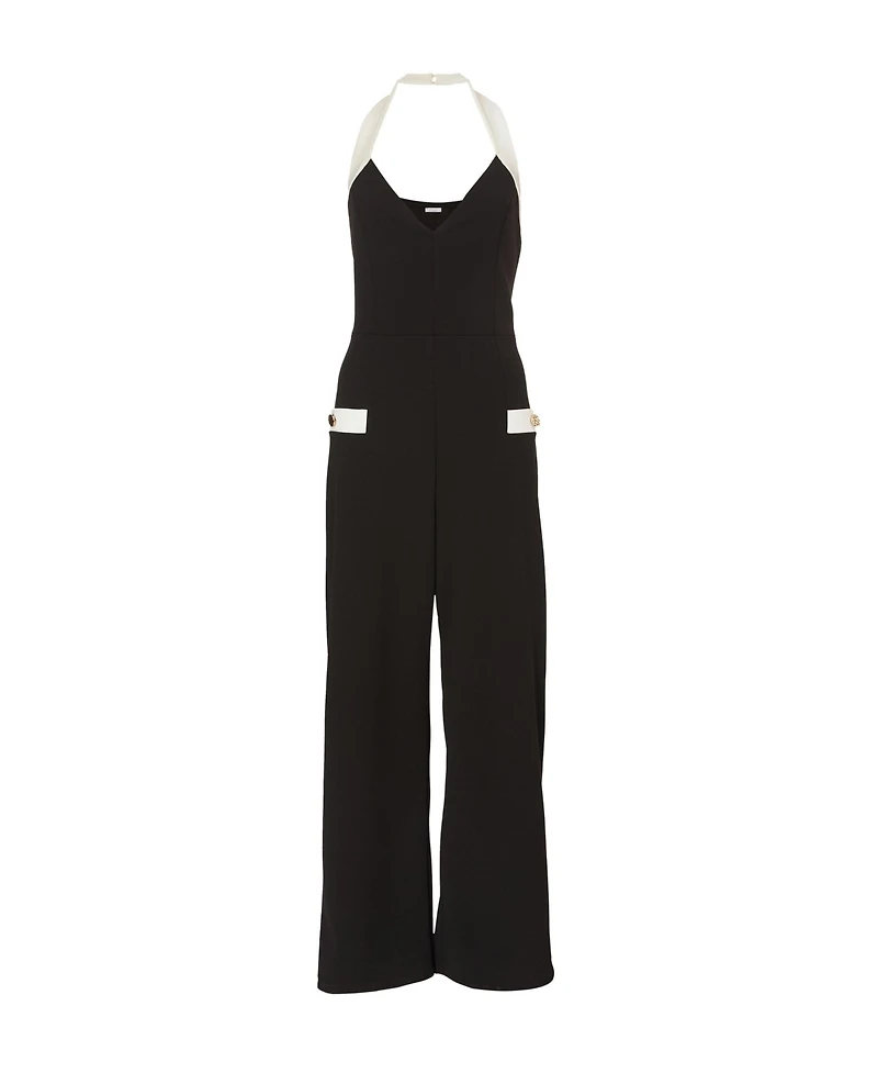 Quiz Women's Monochrome Halter Jumpsuit with Pocket Detail