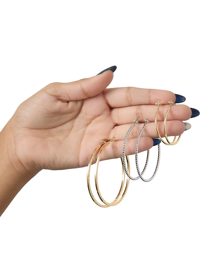 Jessica Simpson Mixed Metal Hoop Earring Set in Gold & Silver-Tone