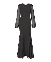 Quiz Women's Scuba Crepe Chiffon Long Sleeve Goad Maxi Dress