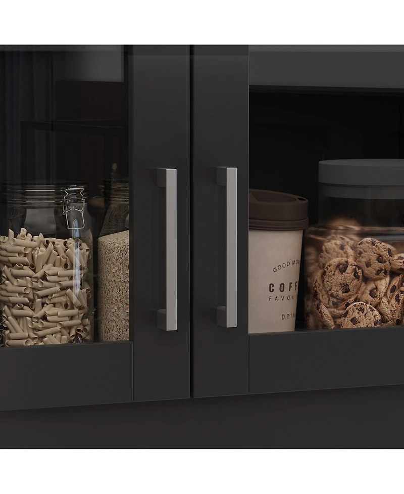 6-Door 2-Drawer Kitchen Storage Cabinet with Movable Shelves,Pantry
