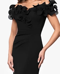Xscape Women's Ruffled-Off-The-Shoulder Crepe Gown
