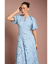 Coast Women's Lace Hanky Hem Puff Sleeve Dress