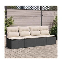 Garden Sofa Black and Cream White