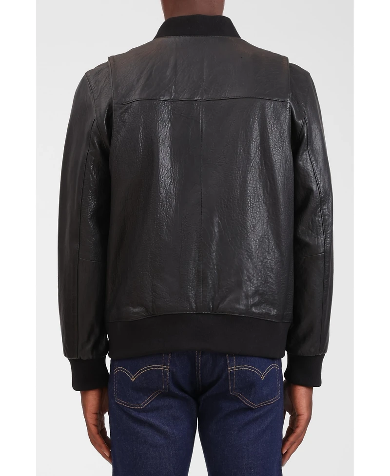 Bagatelle Homme Men's Genuine Leather Bomber Jacket