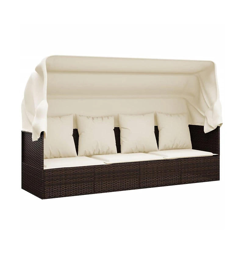 Outdoor Lounge Bed Brown Poly rattan Large Adjustable Armrests