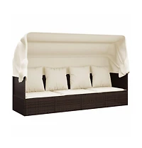 Outdoor Lounge Bed Brown Poly rattan Large Adjustable Armrests