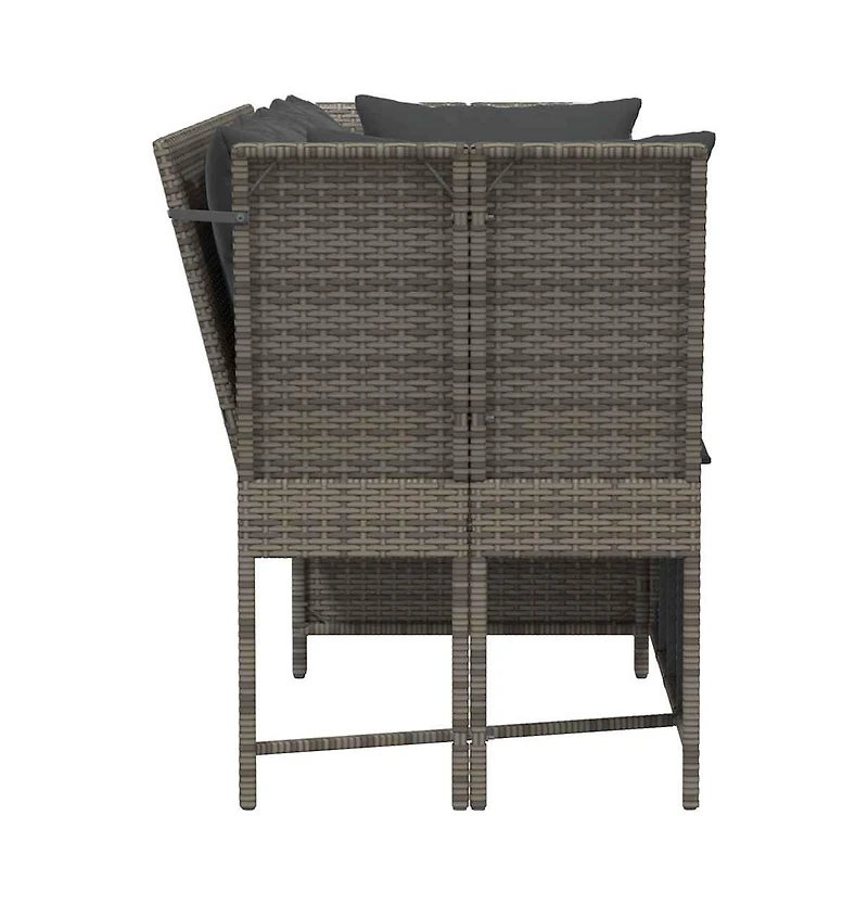 Garden Sofa Grey Pe rattan, powder-coated steel, polyester