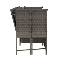 Garden Sofa Grey Pe rattan, powder-coated steel, polyester