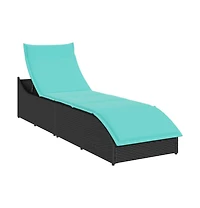 Folding Sun Lounger Black Pe rattan, powder-coated steel Standard
